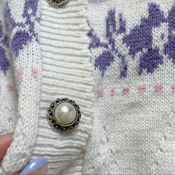 Vintage 90’s Pastel Pointelle Knit Cardigan - Picture 10 of 14